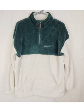 Summit Sportswear green and white Michigan State teddy fleece pullover Size S